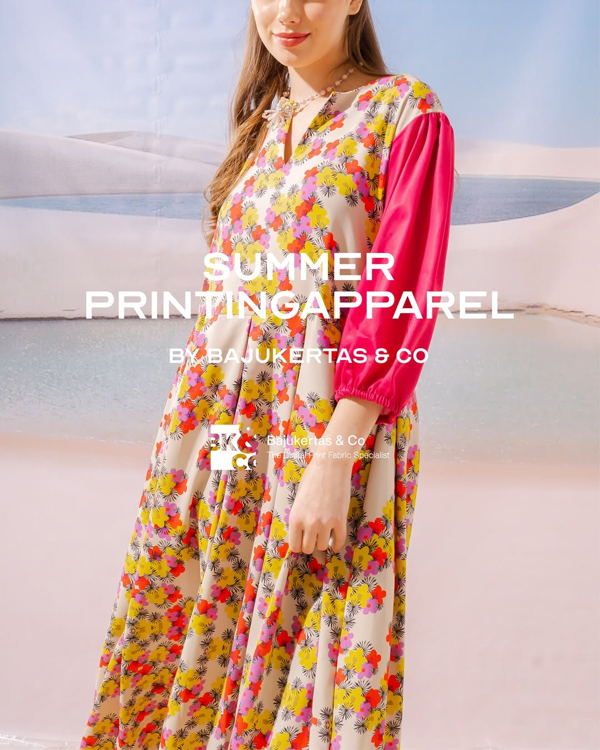 Summer printing apparel inspo printed by Bajukertas & Co. #printingkain #printingbaju