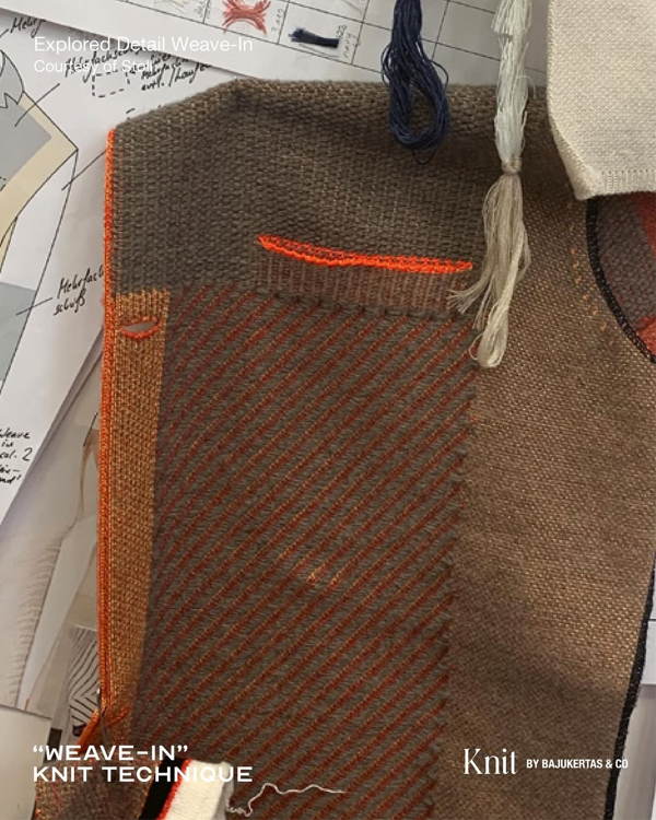 The detail of weave-in technique by Knit by Bajukertas & Co. You can make a knit product such as